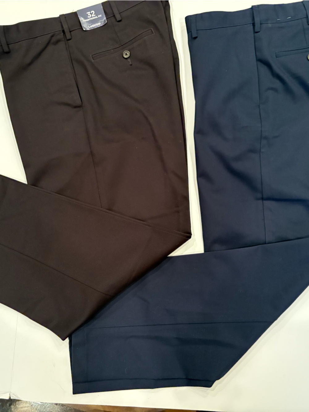 Lands' End Men's Navy and Black Dress Pants - Two-Pack Tailored Trousers New